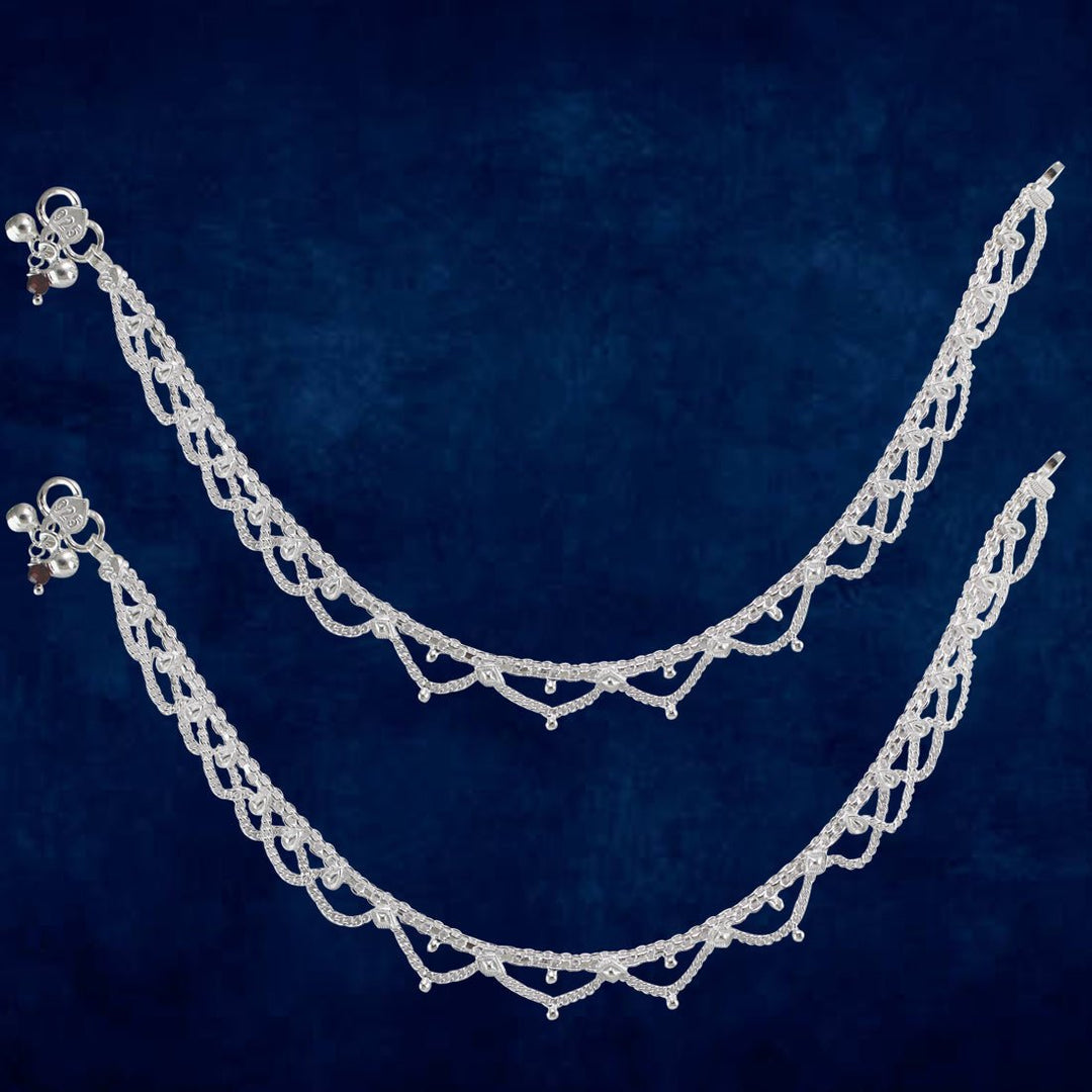 Taraash 925 Sterling Silver Plain Fancy Anklets For Women - Taraash