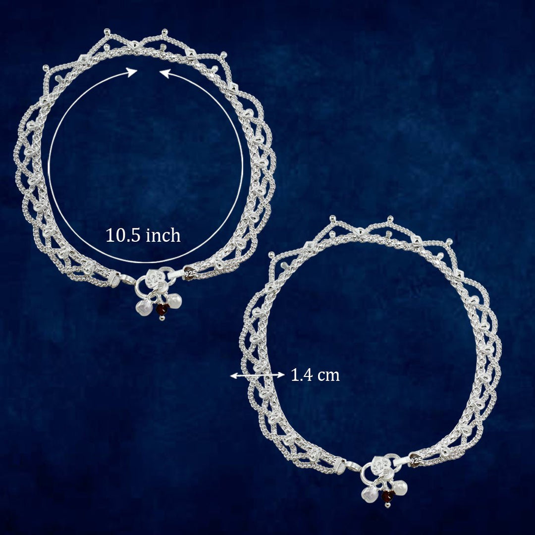 Taraash 925 Sterling Silver Plain Fancy Anklets For Women - Taraash