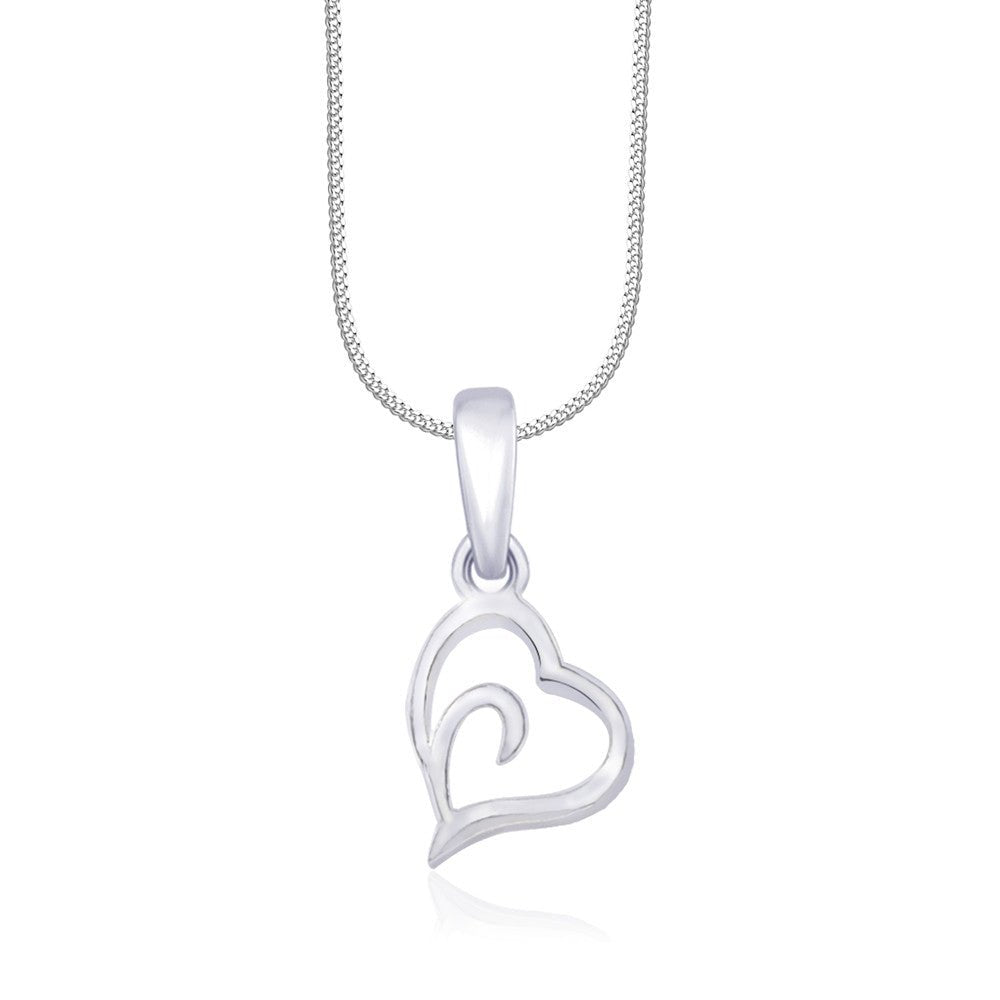 Taraash 925 Sterling Silver Plain Floting Heart Pendant Set COMBO PDCH 50 - Taraash