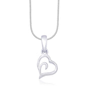 Taraash 925 Sterling Silver Plain Floting Heart Pendant Set COMBO PDCH 50 - Taraash