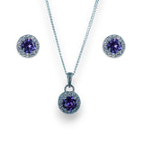 Taraash 925 Sterling Silver Purple CZ Jewellery Set For Women - Taraash