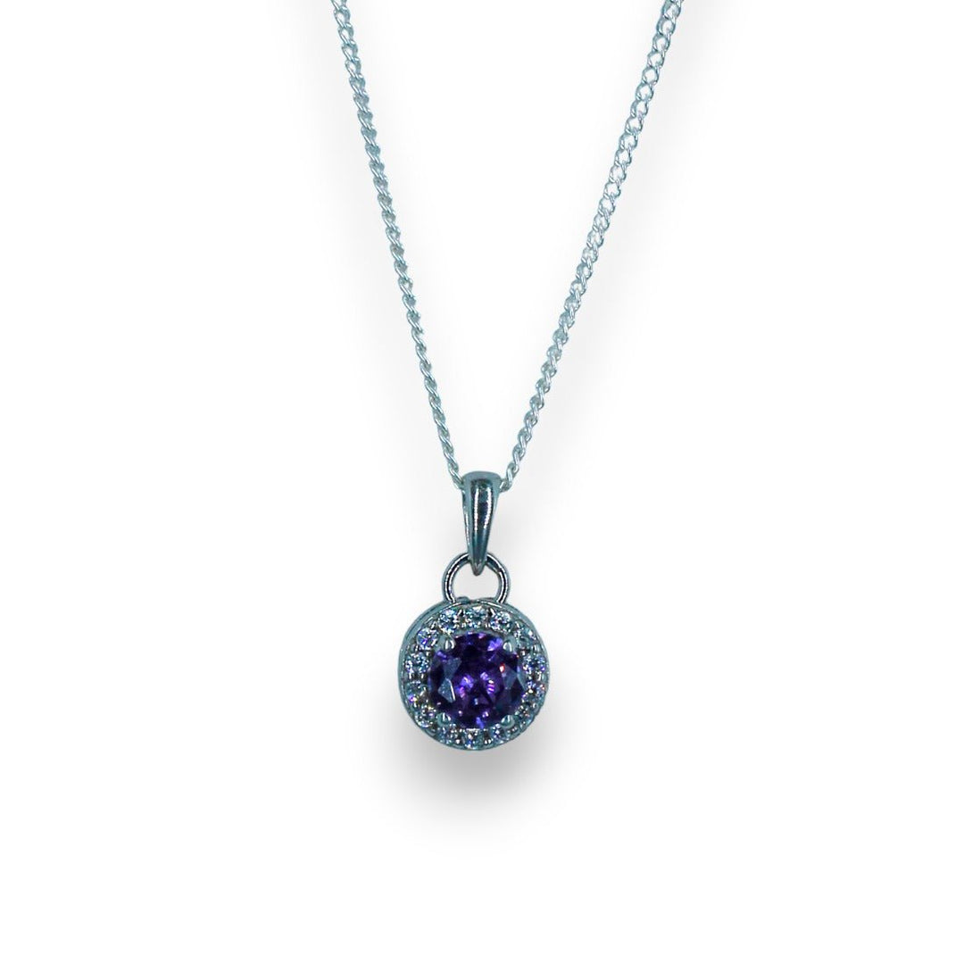 Taraash 925 Sterling Silver Purple CZ Pendant Chain For Women - Taraash