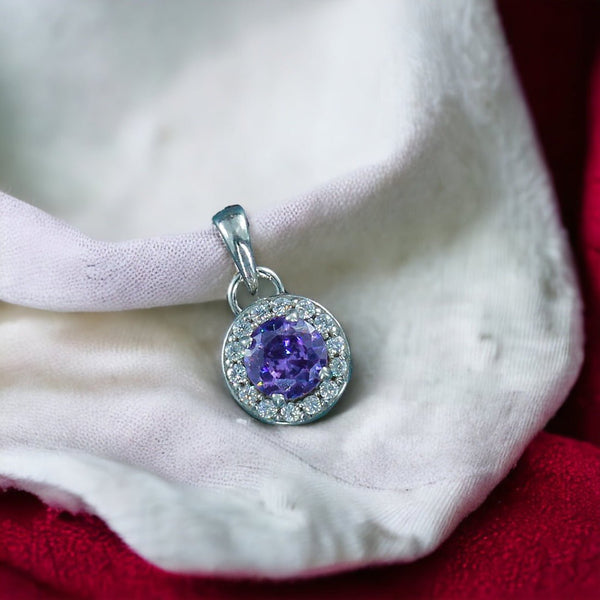 Taraash 925 Sterling Silver Purple CZ Pendant For Women - Taraash