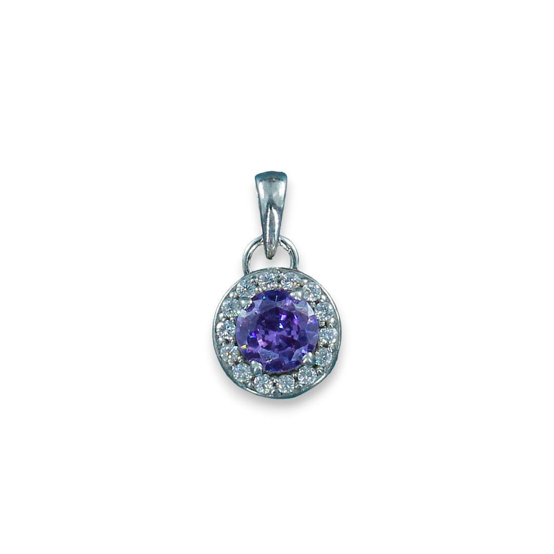 Taraash 925 Sterling Silver Purple CZ Pendant Set For Women - Taraash