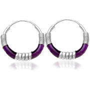 Taraash 925 Sterling Silver Purple Enamel Hoop Earring For Women - Taraash