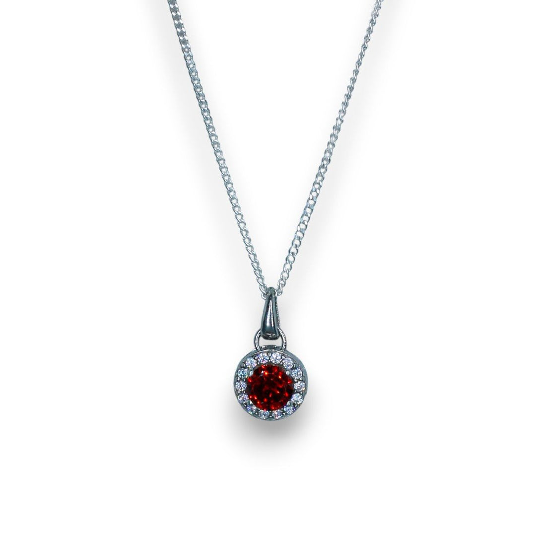 Taraash 925 Sterling Silver Red CZ Pendant Chain For Women - Taraash