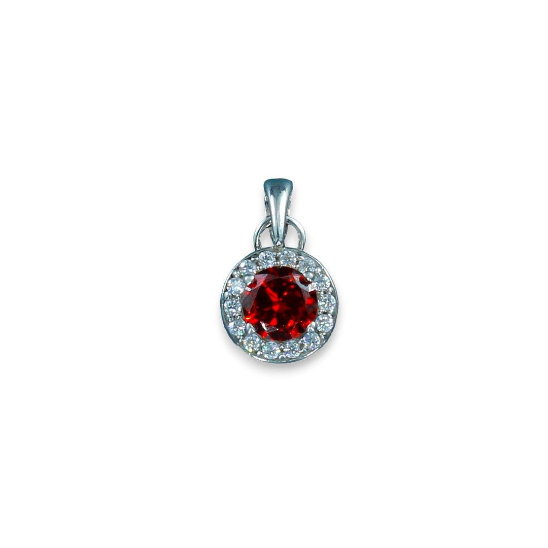 Taraash 925 Sterling Silver Red CZ Pendant Set For Women - Taraash
