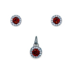 Load image into Gallery viewer, Taraash 925 Sterling Silver Red CZ Pendant Set For Women - Taraash