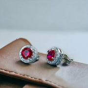 Taraash 925 Sterling Silver Red Cz Stud Earring For Women - Taraash