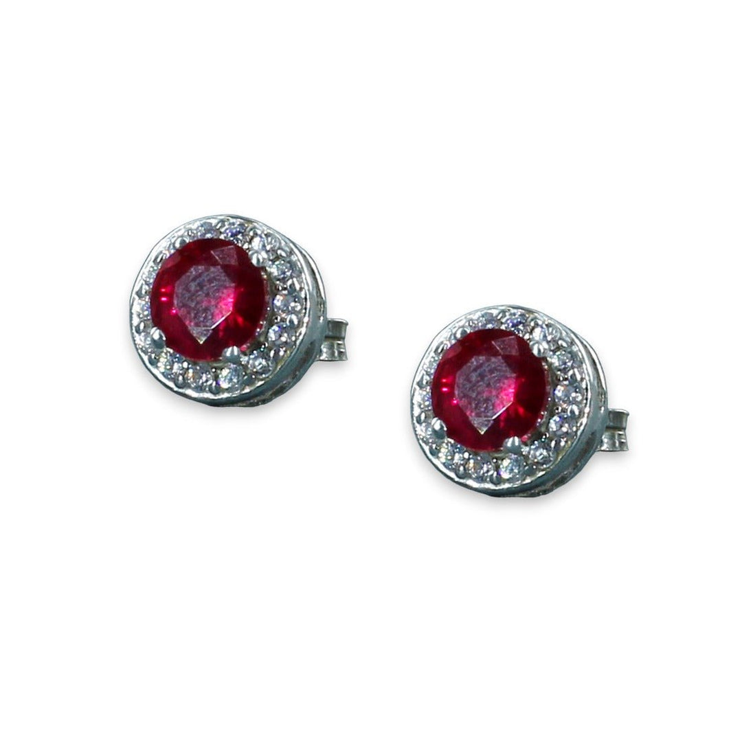 Taraash 925 Sterling Silver Red Cz Stud Earring For Women - Taraash