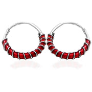 Taraash 925 Sterling Silver Red Enamel Hoop Earring For Women - Taraash