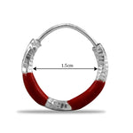 Load image into Gallery viewer, Taraash 925 Sterling Silver Red Enamel Hoops For Girls - Taraash
