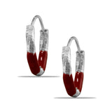 Taraash 925 Sterling Silver Red Enamel Hoops For Girls - Taraash