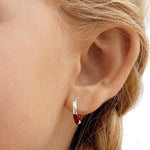 Load image into Gallery viewer, Taraash 925 Sterling Silver Red Enamel Hoops For Girls - Taraash
