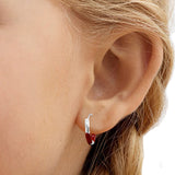 Taraash 925 Sterling Silver Red Enamel Hoops For Girls - Taraash