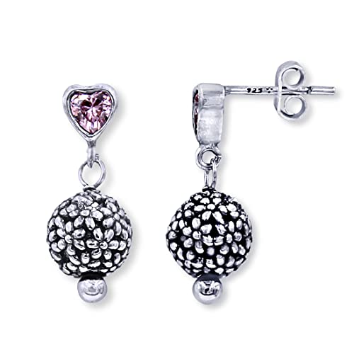 Taraash 925 Sterling Silver Red Heart CZ Drop Earrings For Women - Taraash
