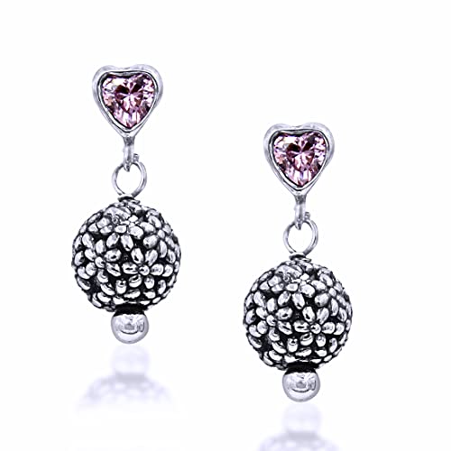 Taraash 925 Sterling Silver Red Heart CZ Drop Earrings For Women - Taraash