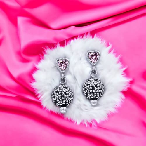 Taraash 925 Sterling Silver Red Heart CZ Drop Earrings For Women - Taraash
