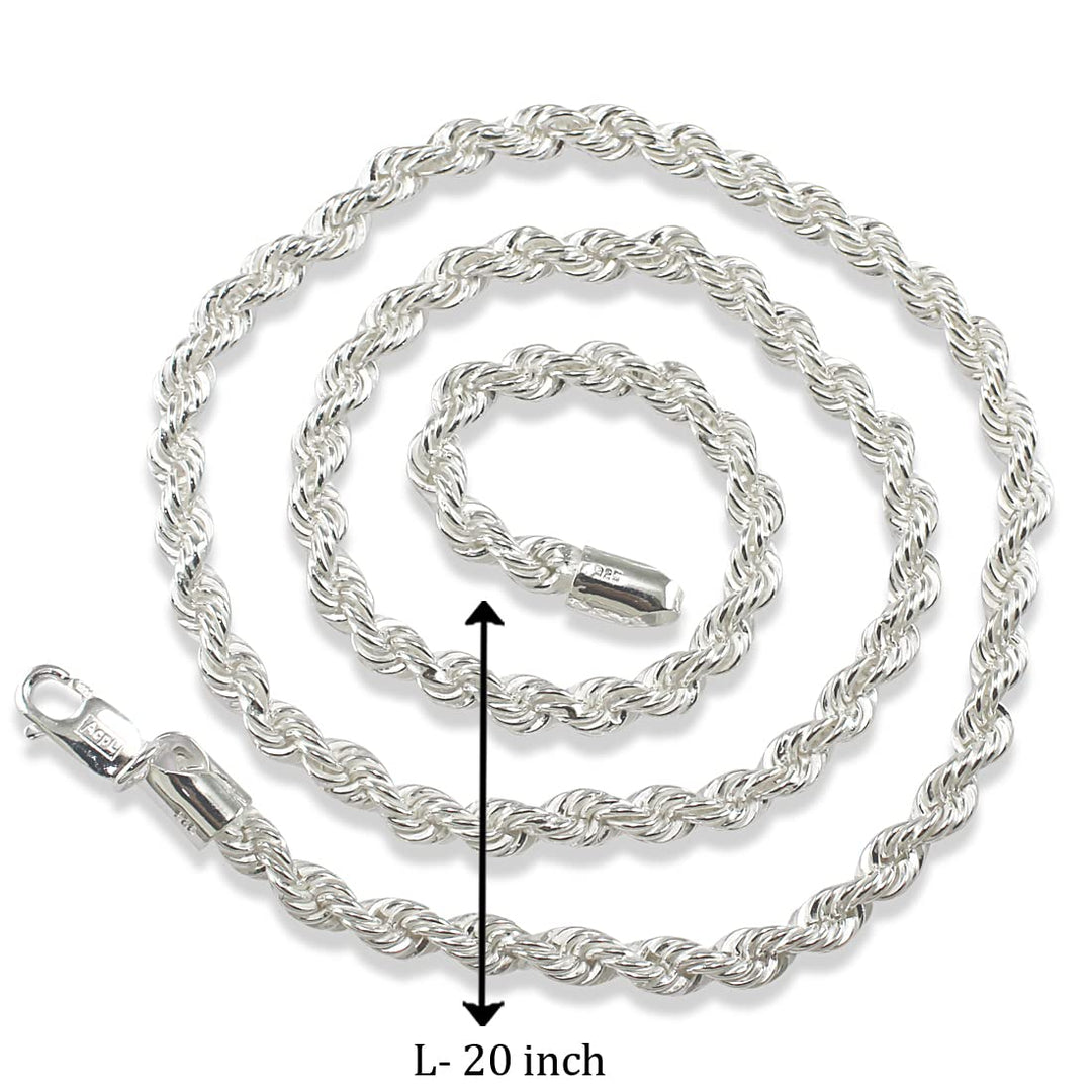 Taraash 925 Sterling Silver Rope Chain For Men - Taraash
