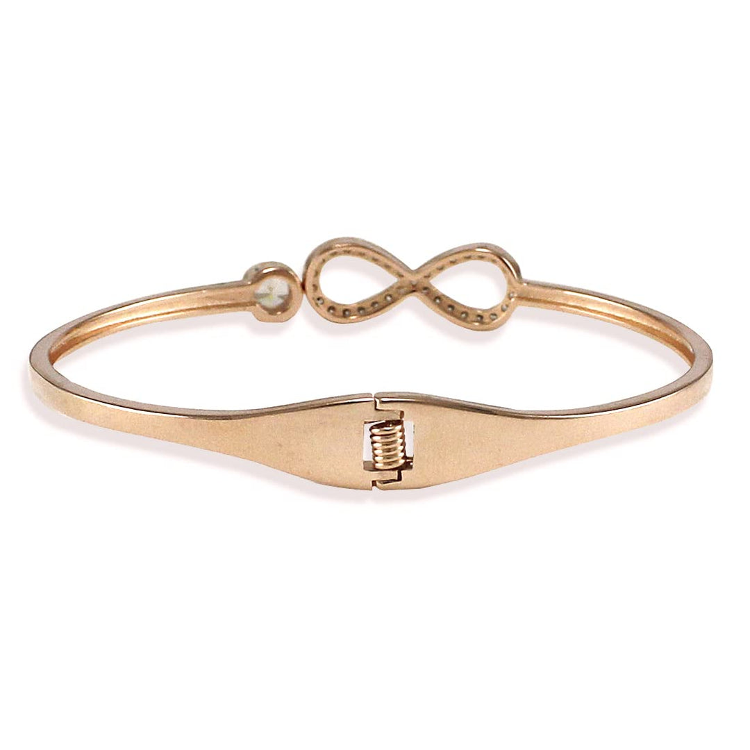 Taraash 925 Sterling Silver Rose Gold CZ Infinity Designer Bangle For Women - Taraash