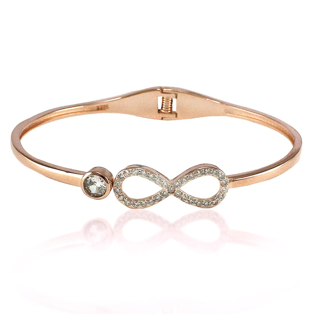 Taraash 925 Sterling Silver Rose Gold CZ Infinity Designer Bangle For Women - Taraash