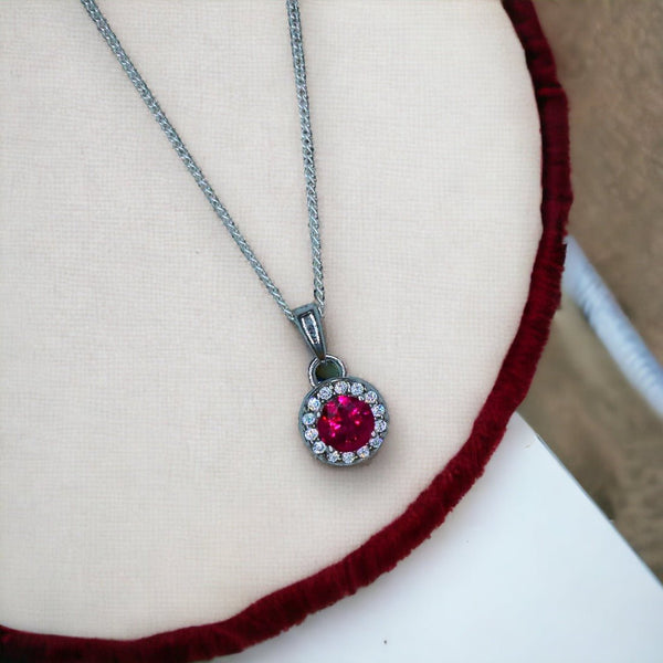 Taraash 925 Sterling Silver Round CZ Pendant Chain For Women - Taraash