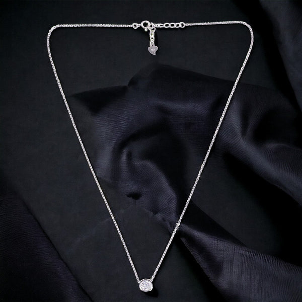Taraash 925 Sterling Silver Round Cz Pendant Chain for Women - Taraash