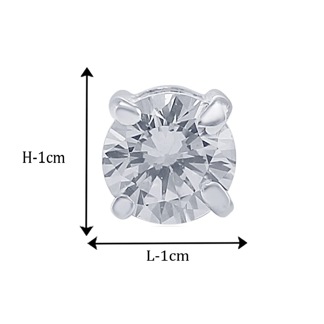 Taraash 925 Sterling Silver Simple Single Cz Stud Earrings For Women - Taraash