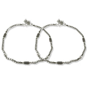 Taraash 925 sterling silver single chain with bead anklets for women - Taraash