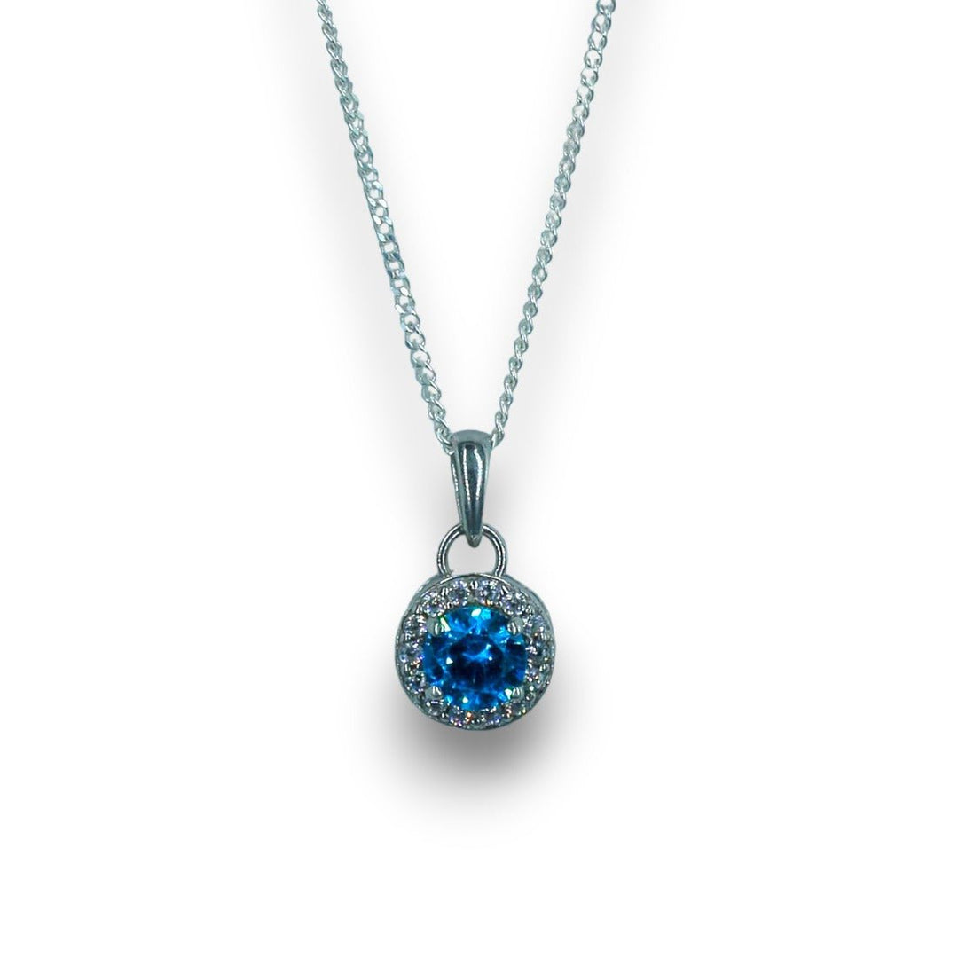 Taraash 925 Sterling Silver Sky Blue CZ Pendant Chain For Women - Taraash