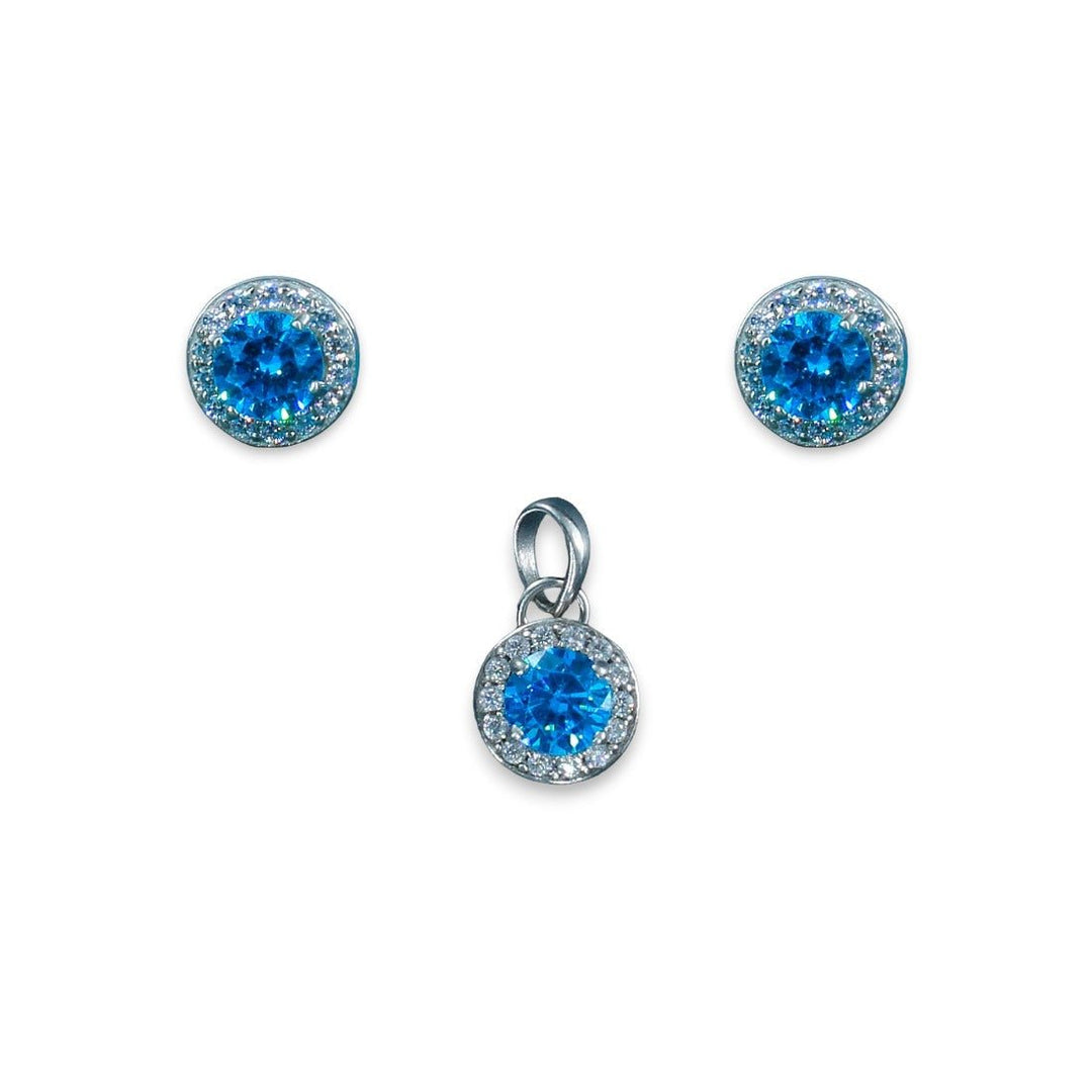 Taraash 925 Sterling Silver Sky Blue CZ Pendant Set For Women - Taraash