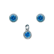 Taraash 925 Sterling Silver Sky Blue CZ Pendant Set For Women - Taraash