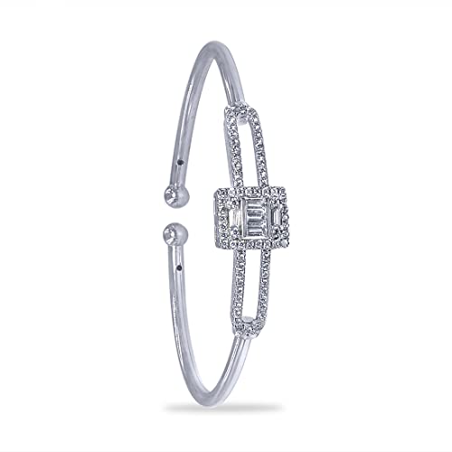 Taraash 925 Sterling Silver Solitaire CZ Bangle For Women - Taraash