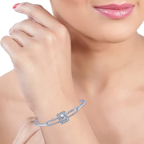 Taraash 925 Sterling Silver Solitaire CZ Bangle For Women - Taraash