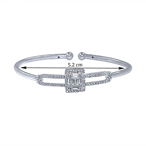 Taraash 925 Sterling Silver Solitaire CZ Bangle For Women - Taraash