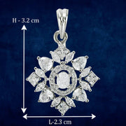 Taraash 925 Sterling Silver Solitaire CZ Pendant Set For Women - Taraash