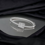 Taraash 925 Sterling Silver Square Shape Cz Bangle Kada For Women - Taraash