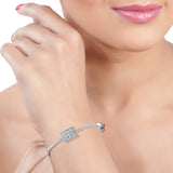 Taraash 925 Sterling Silver Square Shape Cz Bangle Kada For Women - Taraash