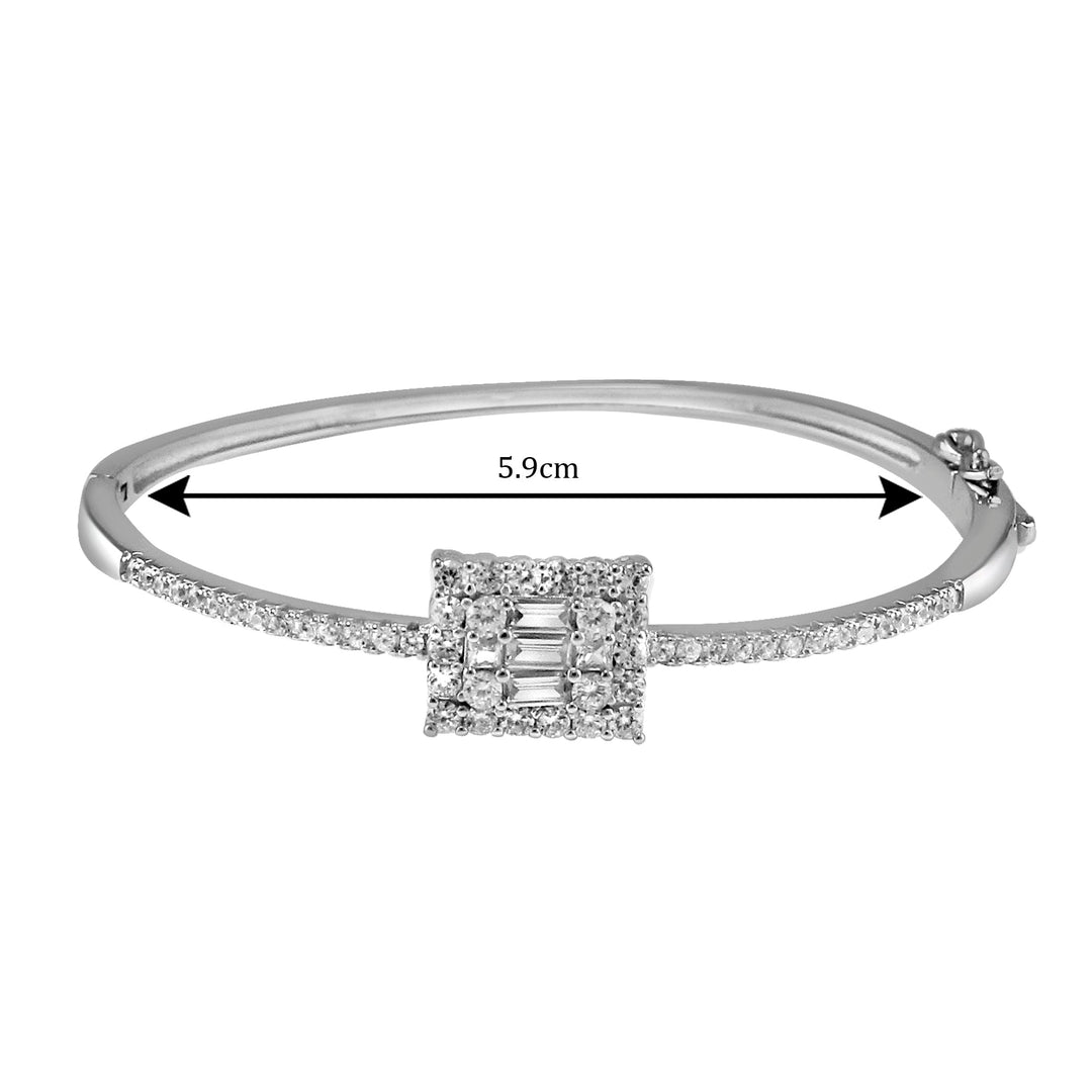 Taraash 925 Sterling Silver Square Shape Cz Bangle Kada For Women - Taraash