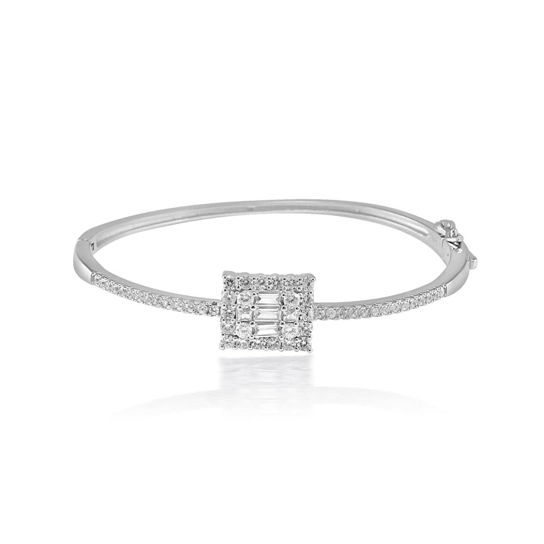 Taraash 925 Sterling Silver Square Shape Cz Bangle Kada For Women - Taraash