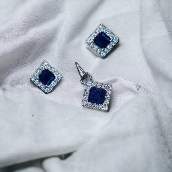 Taraash 925 Sterling Silver Square Shape CZ Jewellery Sets For Women - Taraash