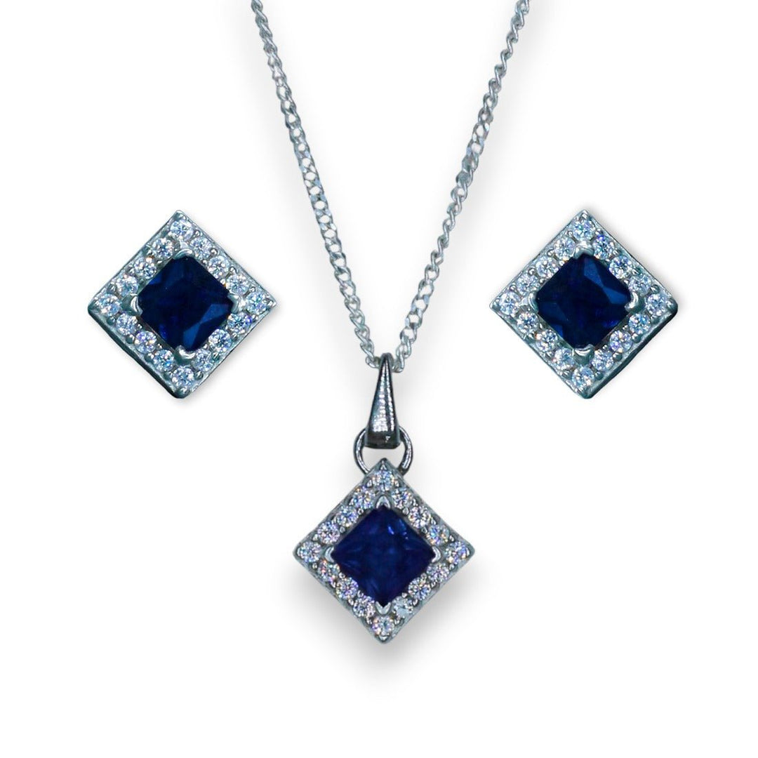 Taraash 925 Sterling Silver Square Shape CZ Jewellery Sets For Women - Taraash