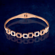 Taraash 925 Sterling Silver Square Shape CZ Rose Gold Bangle Kada For Women - Taraash