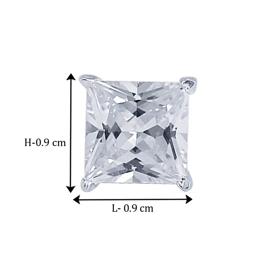 Taraash 925 Sterling Silver Square Single Cz Stud Earrings For Women - Taraash