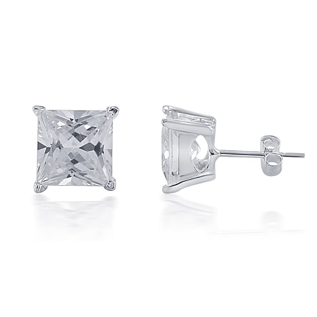Taraash 925 Sterling Silver Square Single Cz Stud Earrings For Women - Taraash