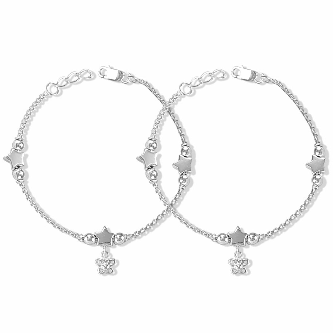 Taraash 925 Sterling Silver Star Butterfly Charm anklet for Girls - Taraash
