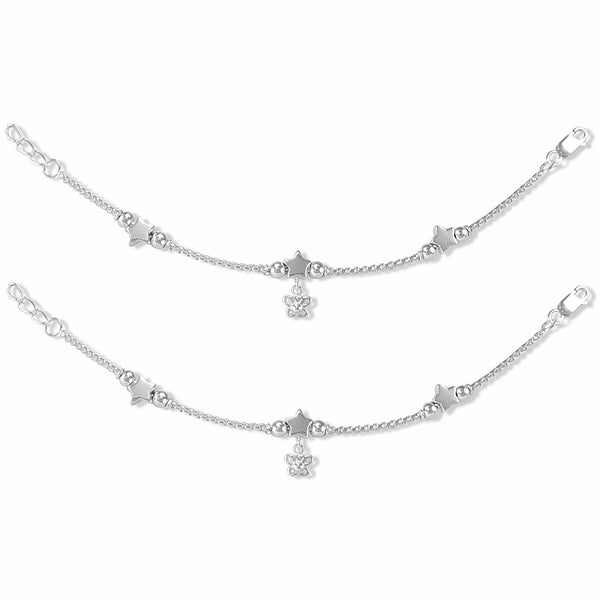 Taraash 925 Sterling Silver Star Butterfly Charm anklet for Girls - Taraash