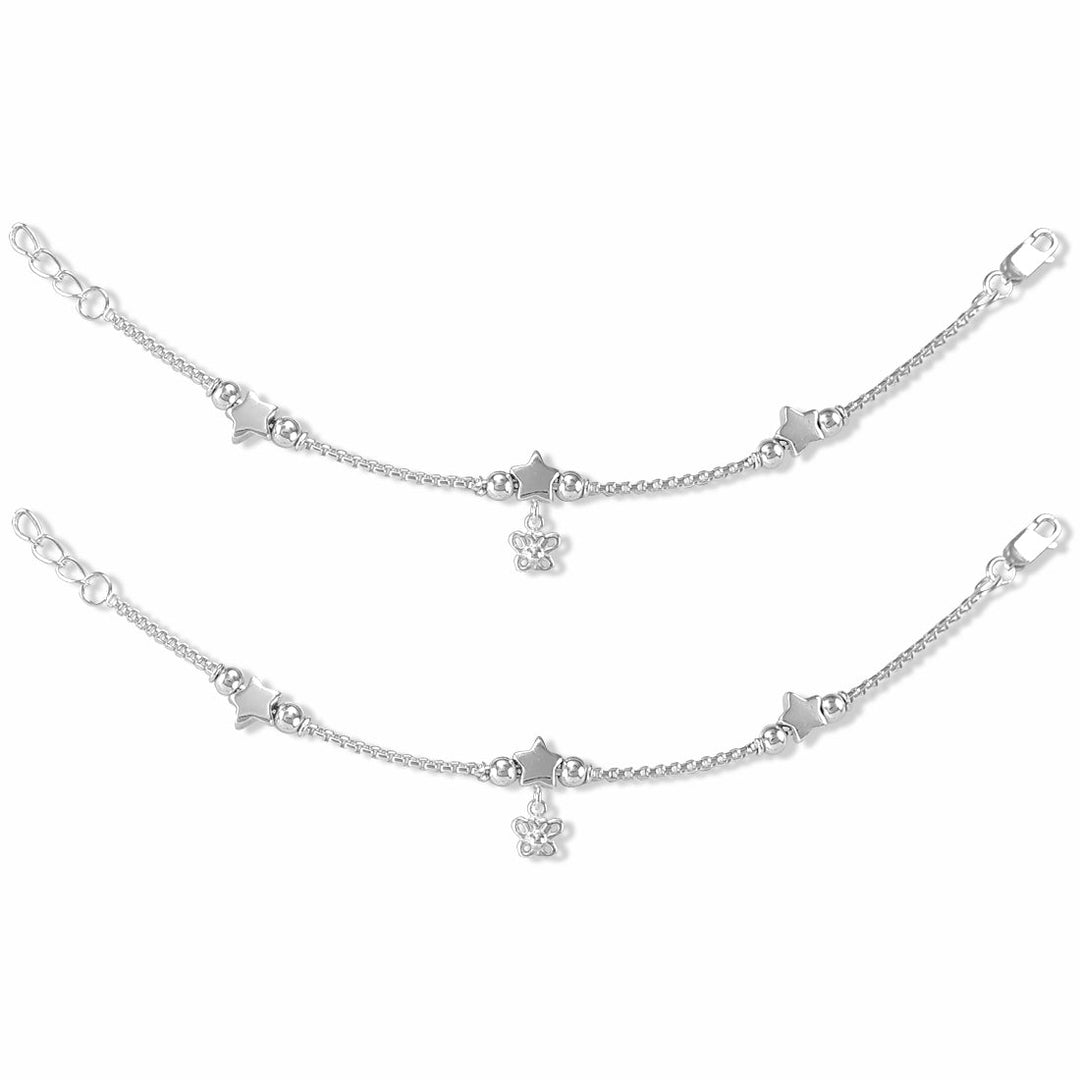 Taraash 925 Sterling Silver Star Butterfly Charm anklet for Girls - Taraash
