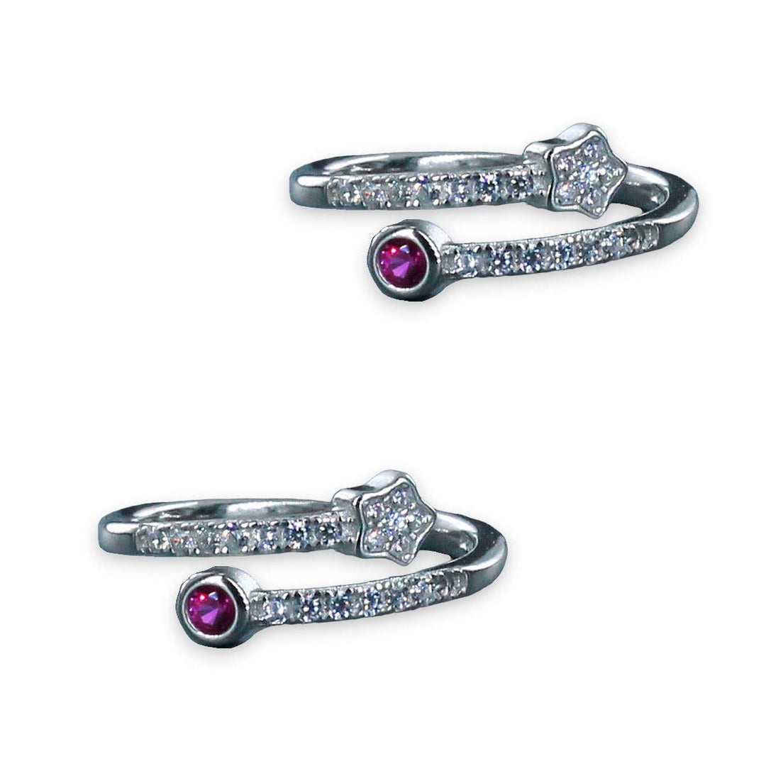 Taraash 925 Sterling Silver Star Pink Cz Metti For Women - Taraash