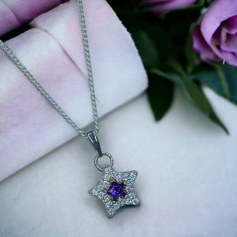 Taraash 925 Sterling Silver Star Shape CZ Pendant Chain For Women - Taraash
